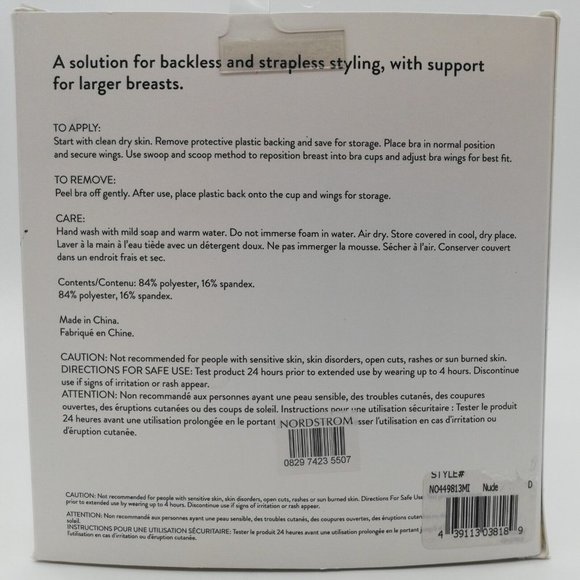 Nordstrom Voluptuous Backless Strapless Bra Nude Beige Adhesive Size D New - Picture 5 of 11